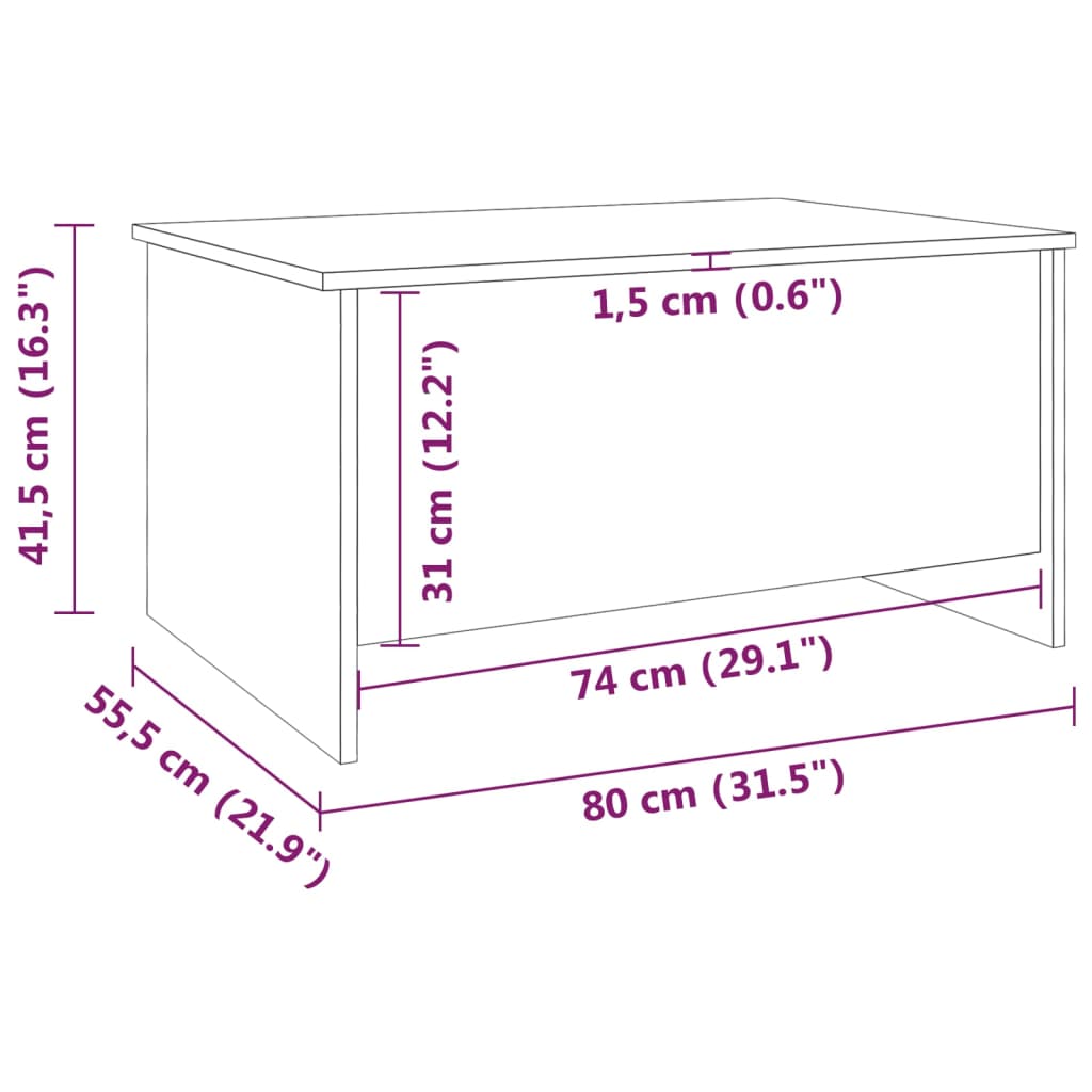 Coffee Table Sonoma Oak 31.5"x21.9"x16.3" Engineered Wood