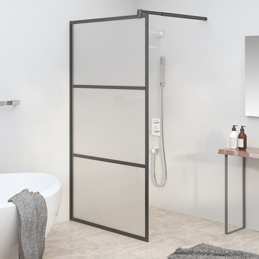 Walk-in Shower Wall 45.3"x76.8" Frosted ESG Glass Black