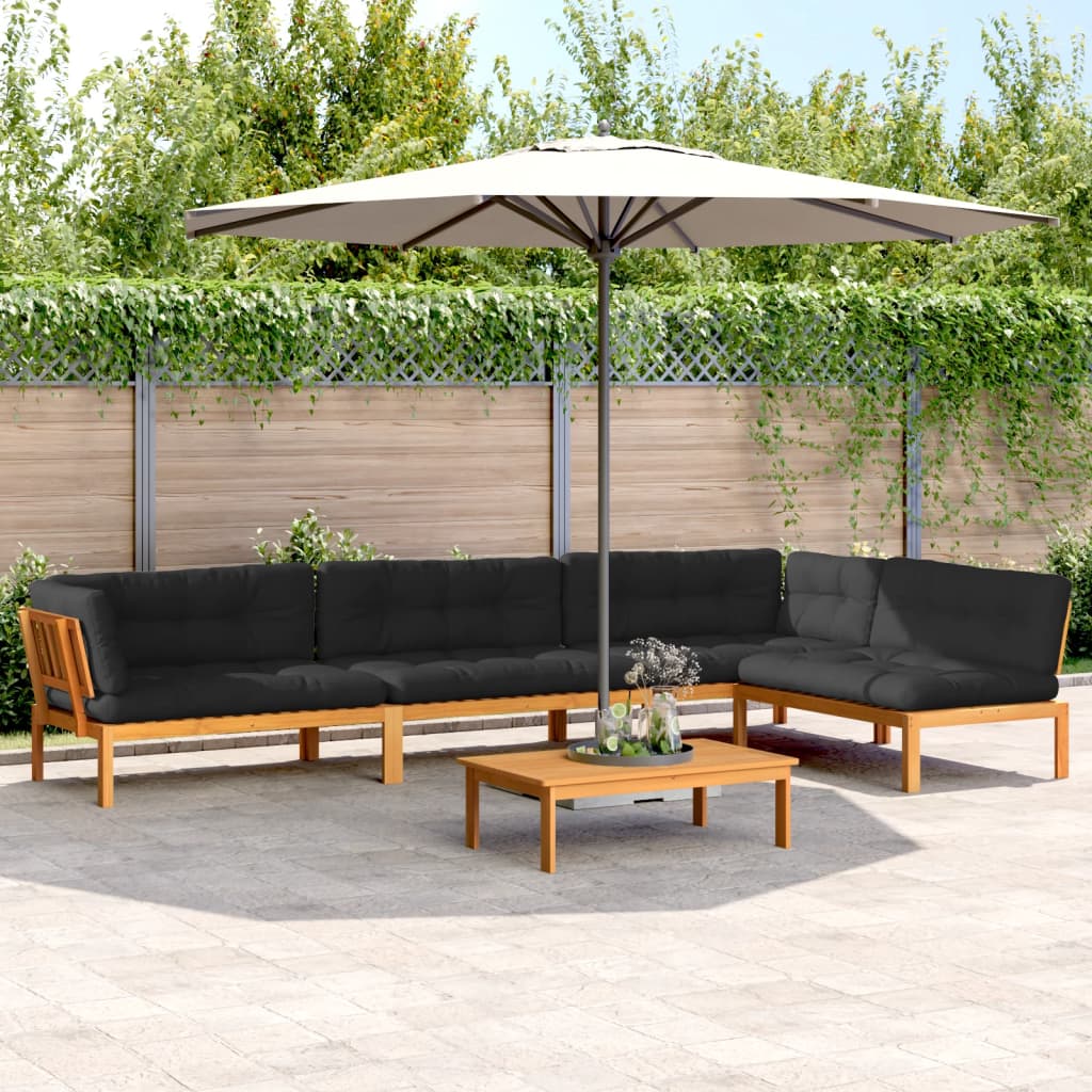 5 Piece Patio Pallet Sofa Set with Cushions Solid Wood Acacia