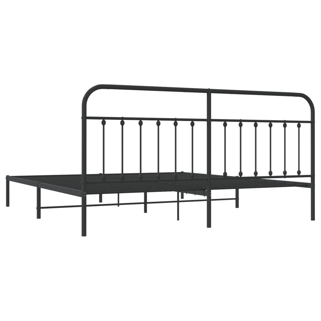 Metal Bed Frame without Mattress with Headboard Black 76"x79.9"