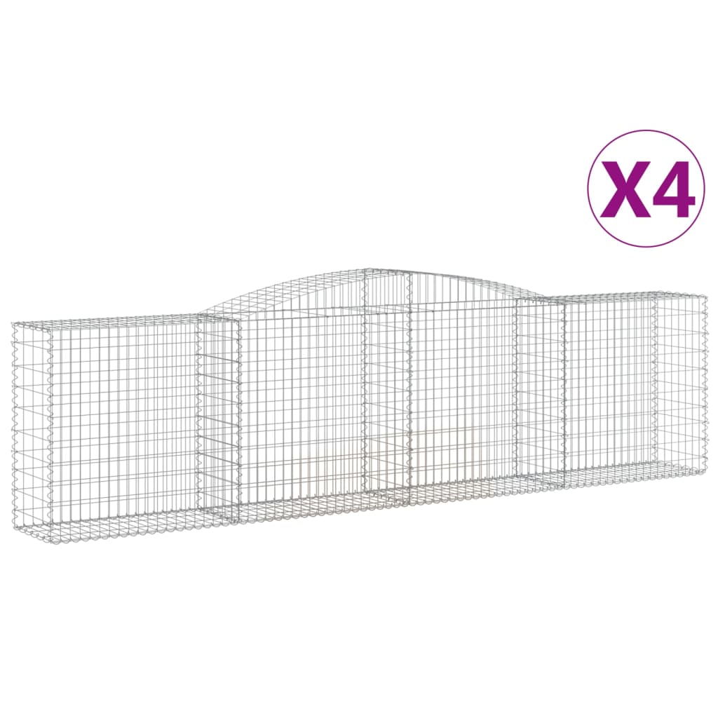 Arched Gabion Baskets 4 pcs 157.5"x19.7"x39.4"/47.2" Galvanized Iron