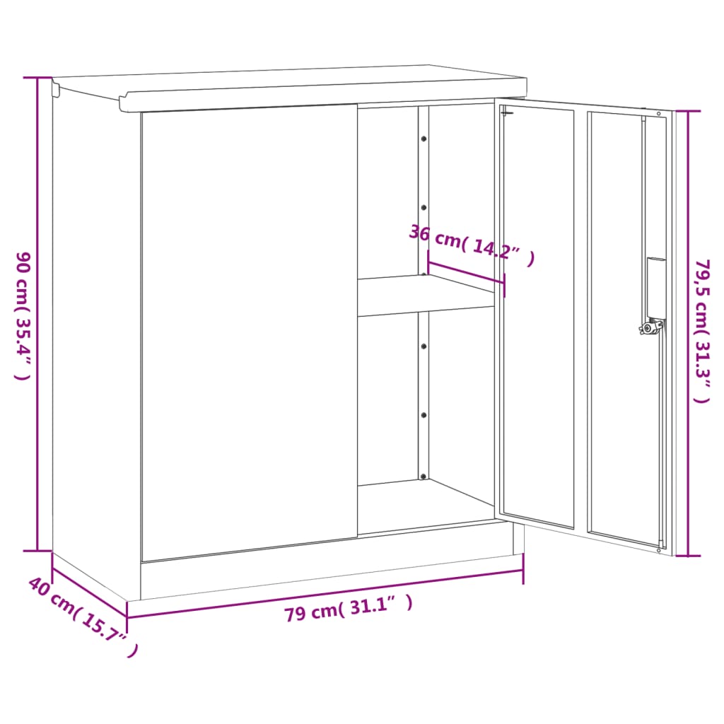 File Cabinet Light Gray 31.1"x15.7"x35.4" Steel