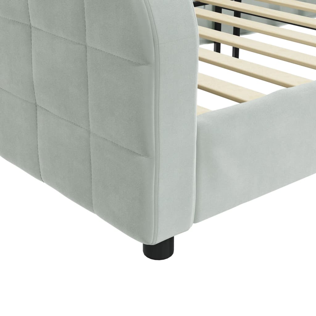 Day Bed without Mattress Light Gray 39.4"x74.8" Velvet