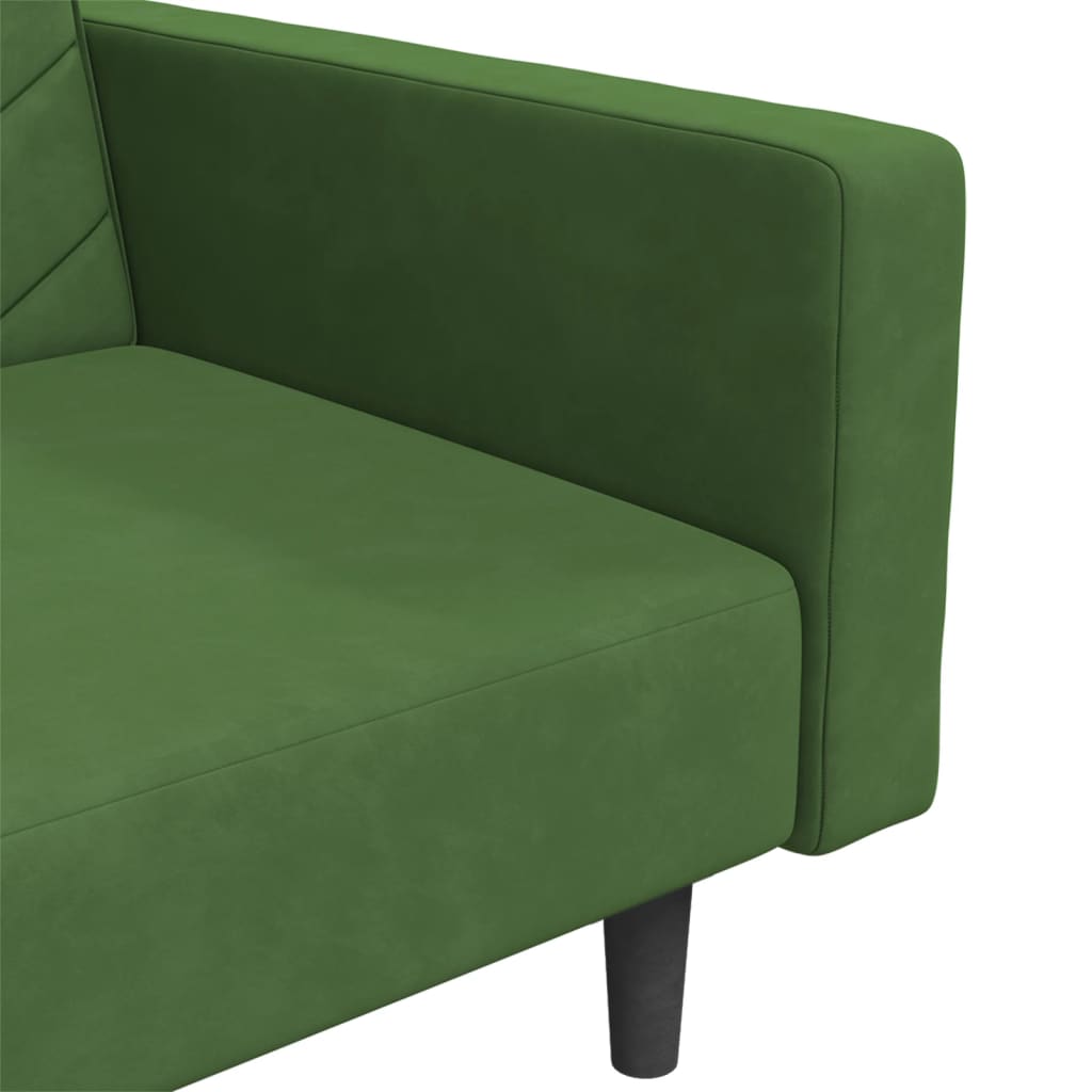 2-Seater Sofa Bed with Two Pillows Dark Green Velvet