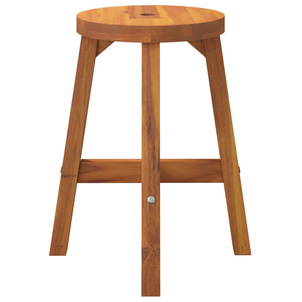 Stool Brown 15"x15"x17.7" Round Solid Wood Acacia