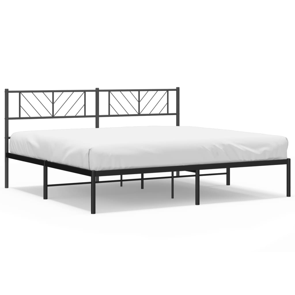 Metal Bed Frame without Mattress with Headboard Black 76"x79.9"