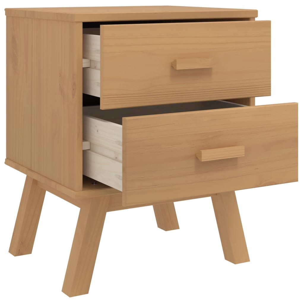 Bedside Cabinet OLDEN Brown Solid Wood Pine