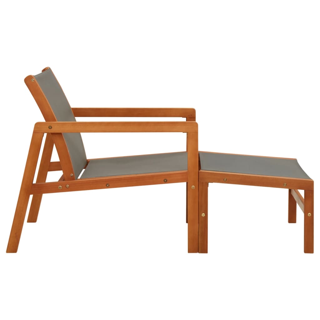 Patio Chair with Footrest Solid Eucalyptus Wood&Textilene