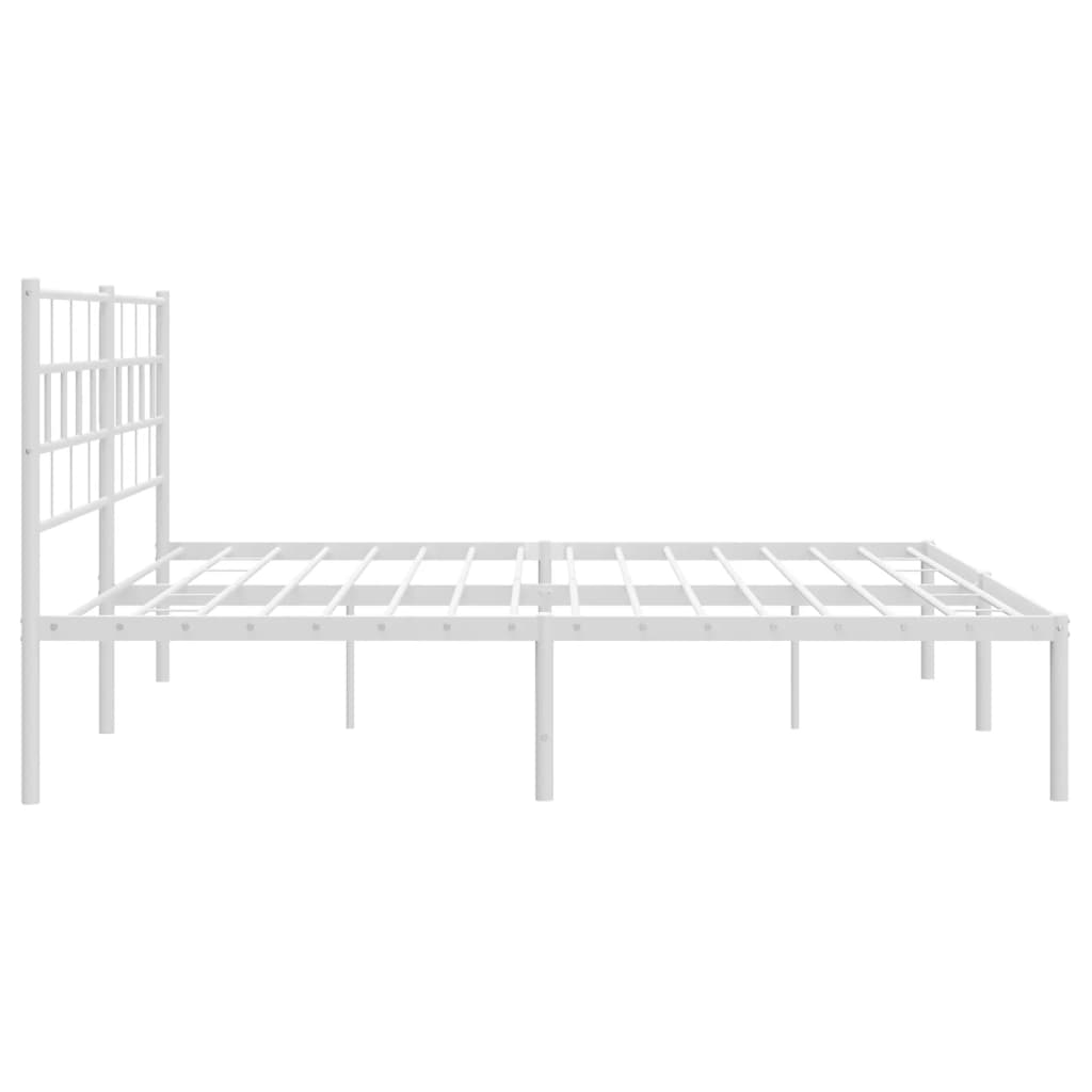 Metal Bed Frame without Mattress with Headboard White 76"x79.9"