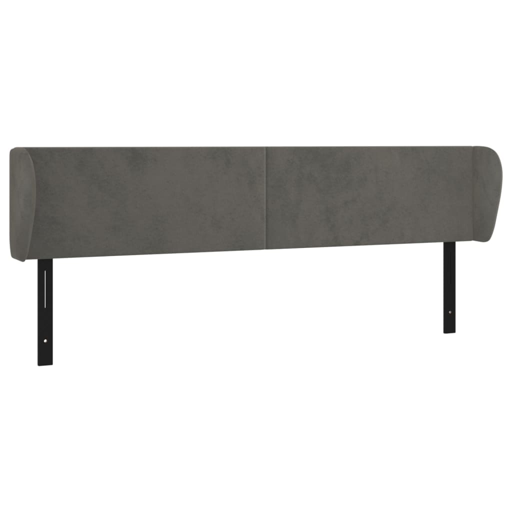 Headboard with Ears Dark Gray 64.2"x9.1"x30.7"/34.6" Velvet