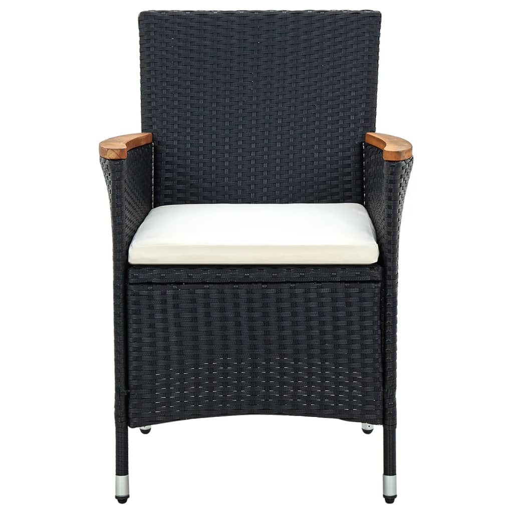 Patio Dining Chairs 4 pcs Poly Rattan Black