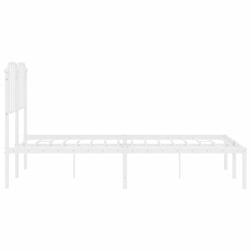 Metal Bed Frame without Mattress with Headboard White 53.1"x74.8"