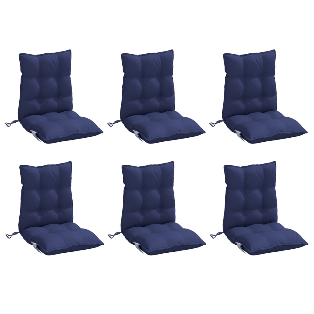 Lowback Chair Cushions 6 pcs Navy Blue Oxford Fabric