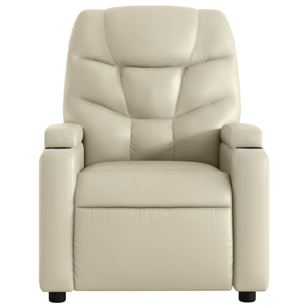 Massage Recliner Chair Cream Faux Leather