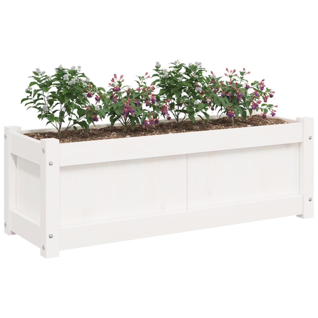 Garden Planter White 35.4"x12.2"x12.2" Solid Wood Pine