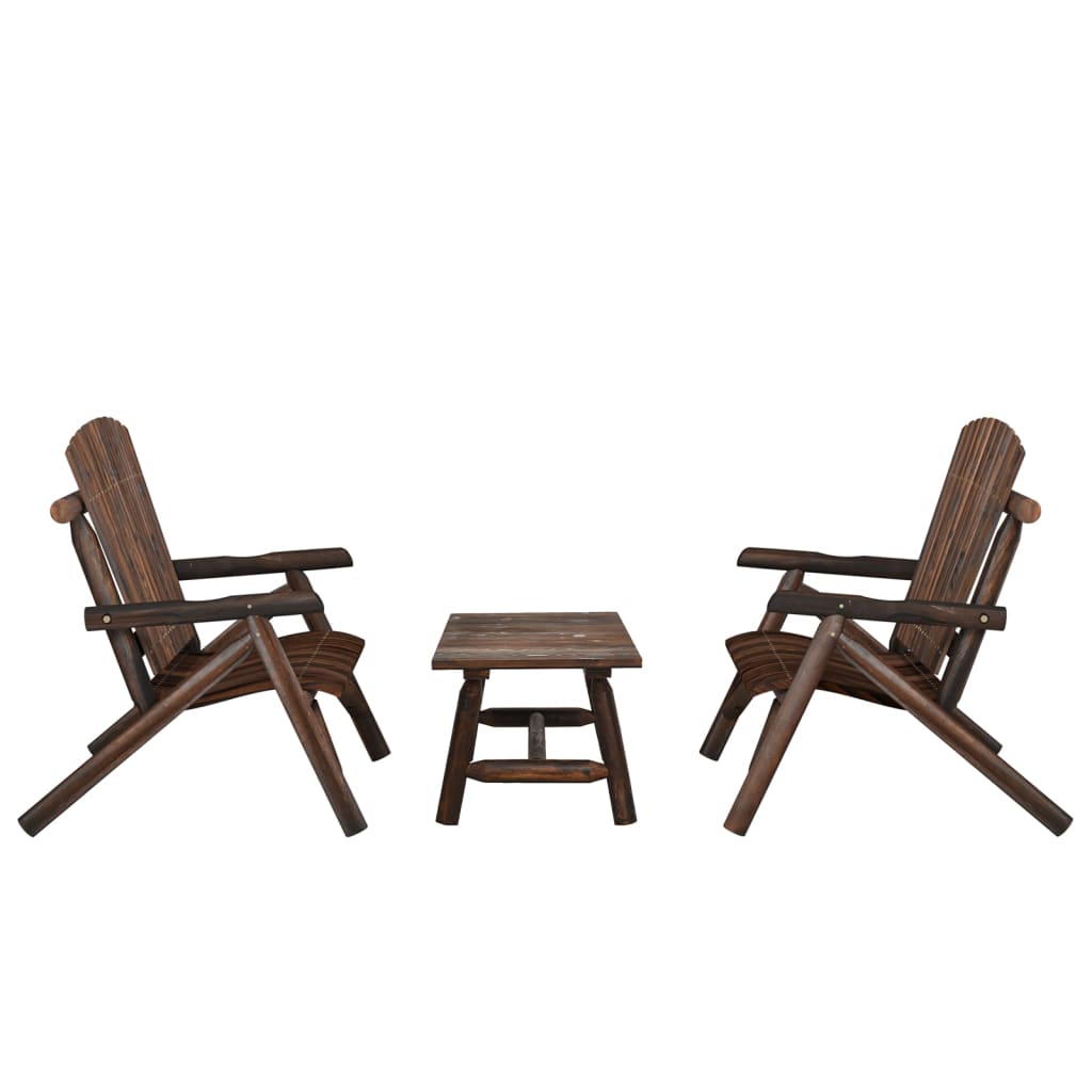 3 Piece Patio Lounge Set Solid Wood Spruce