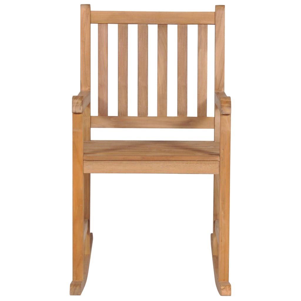 Rocking Chair with Beige Cushion Solid Teak Wood