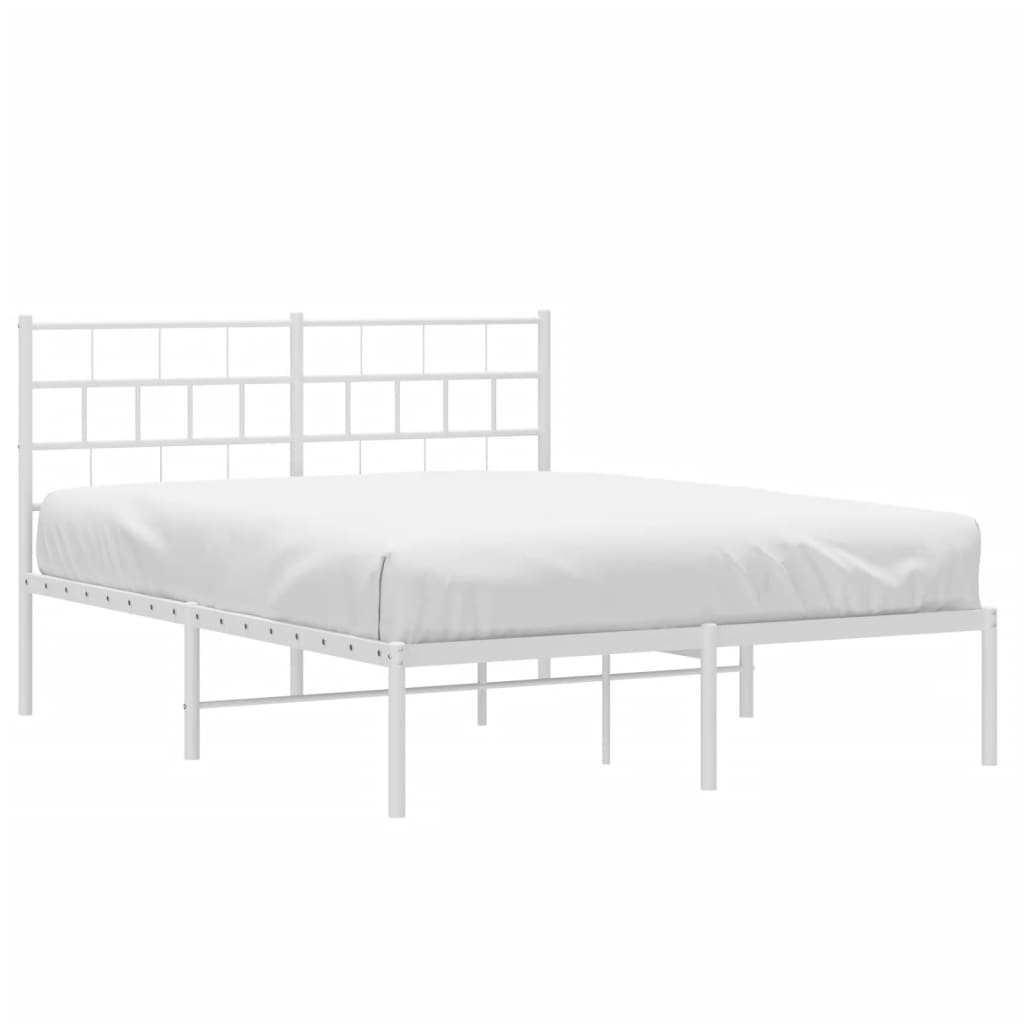 Metal Bed Frame without Mattress with Headboard White 59.1"x78.7"