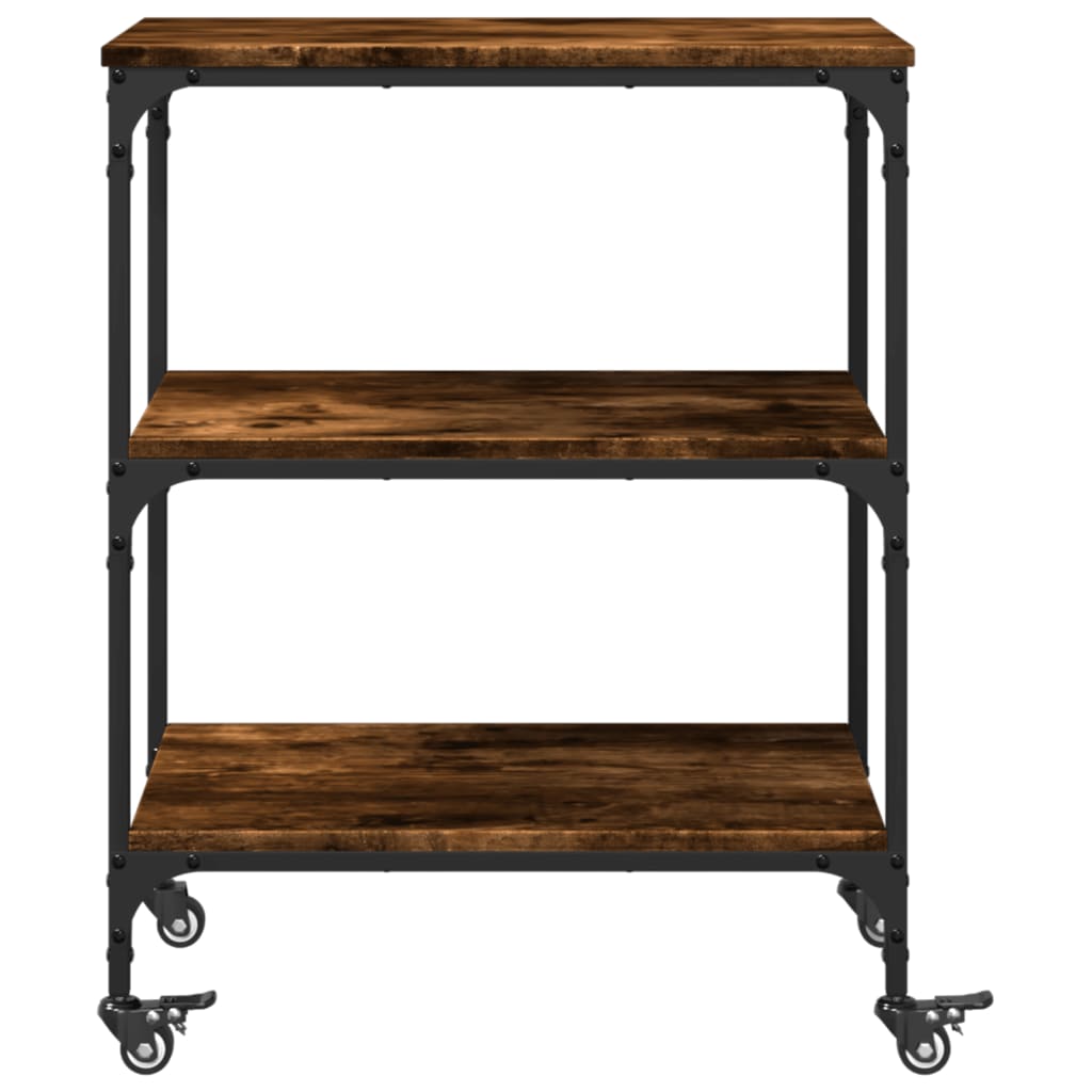 Kitchen Trolley Smoked Oak 23.6"x16.1"x29.9" Engineered Wood