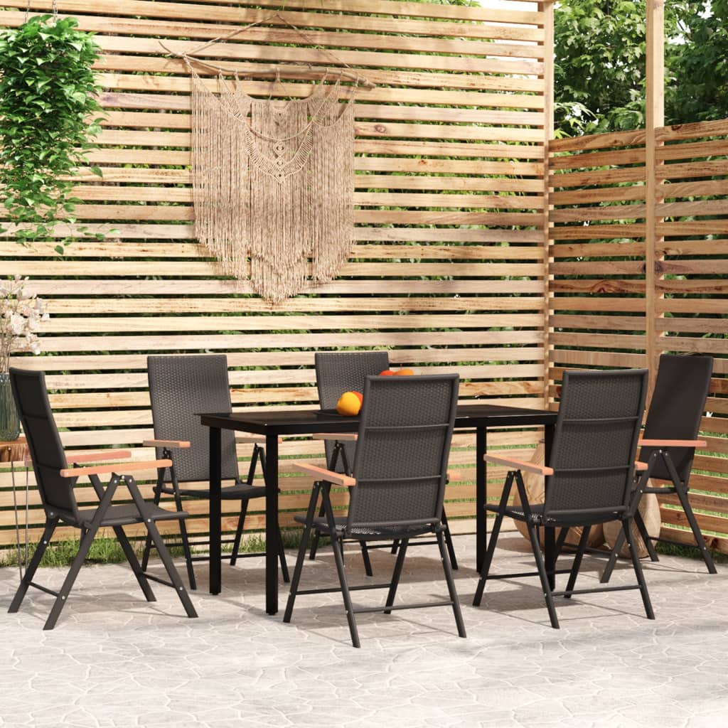 7 Piece Patio Dining Set Black