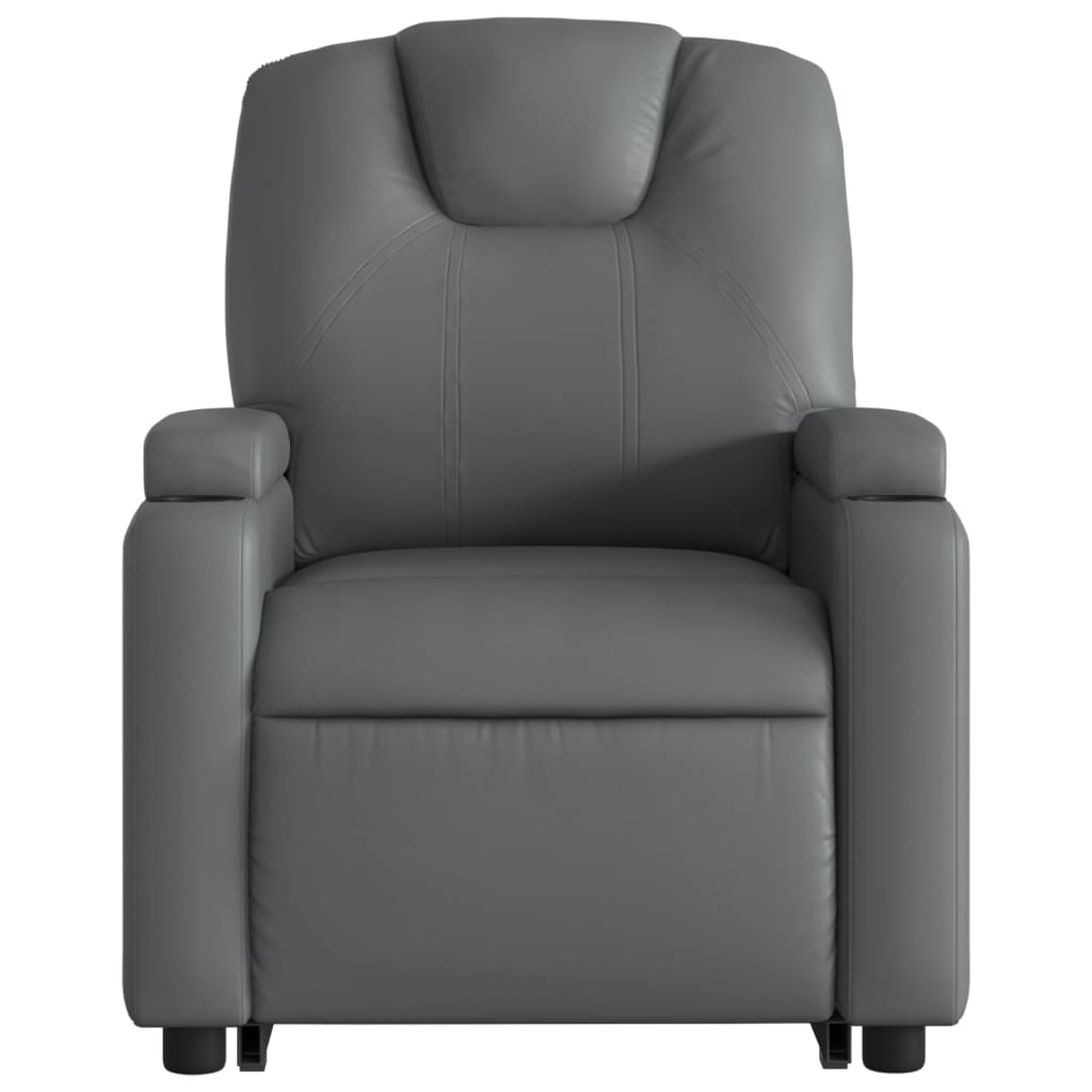 Stand up Recliner Chair Gray Faux Leather