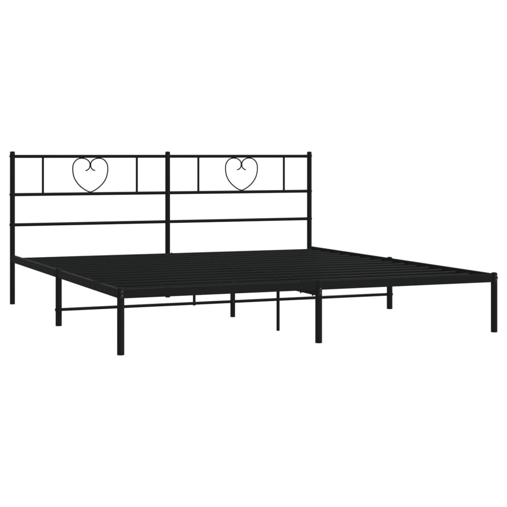 Metal Bed Frame without Mattress with Headboard Black 76"x79.9"