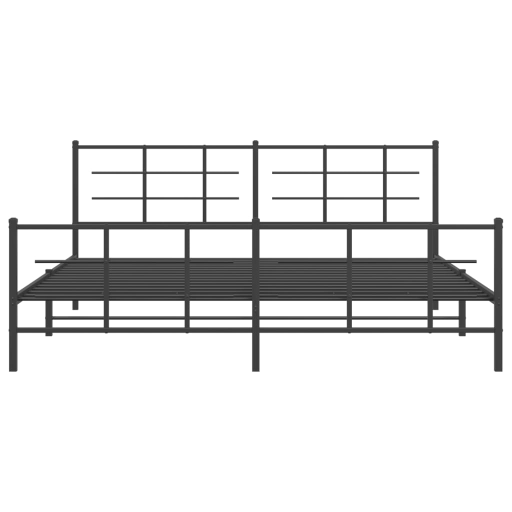 Metal Bed Frame without Mattress with Footboard Black 76"x79.9"