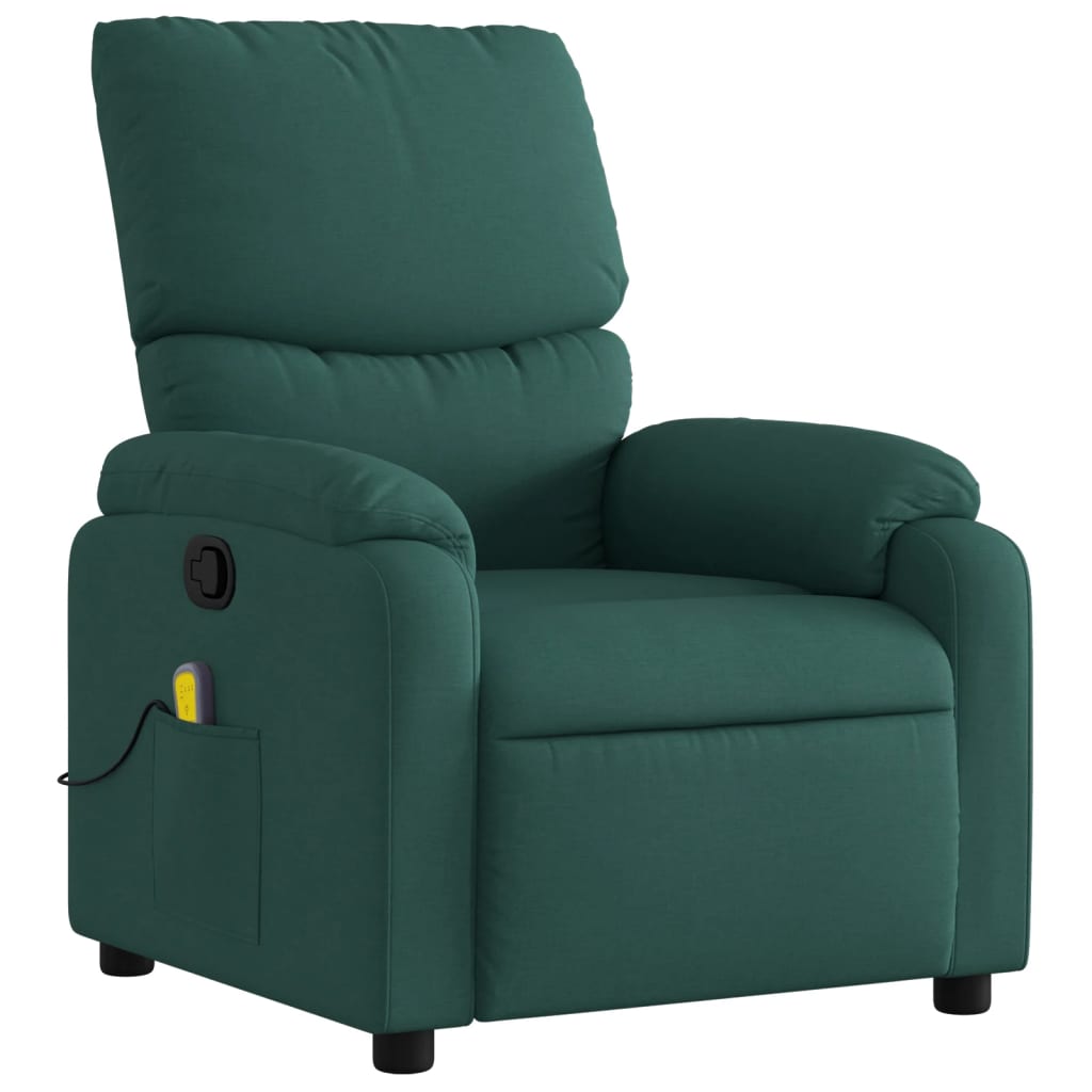 Massage Recliner Chair Dark Green Fabric