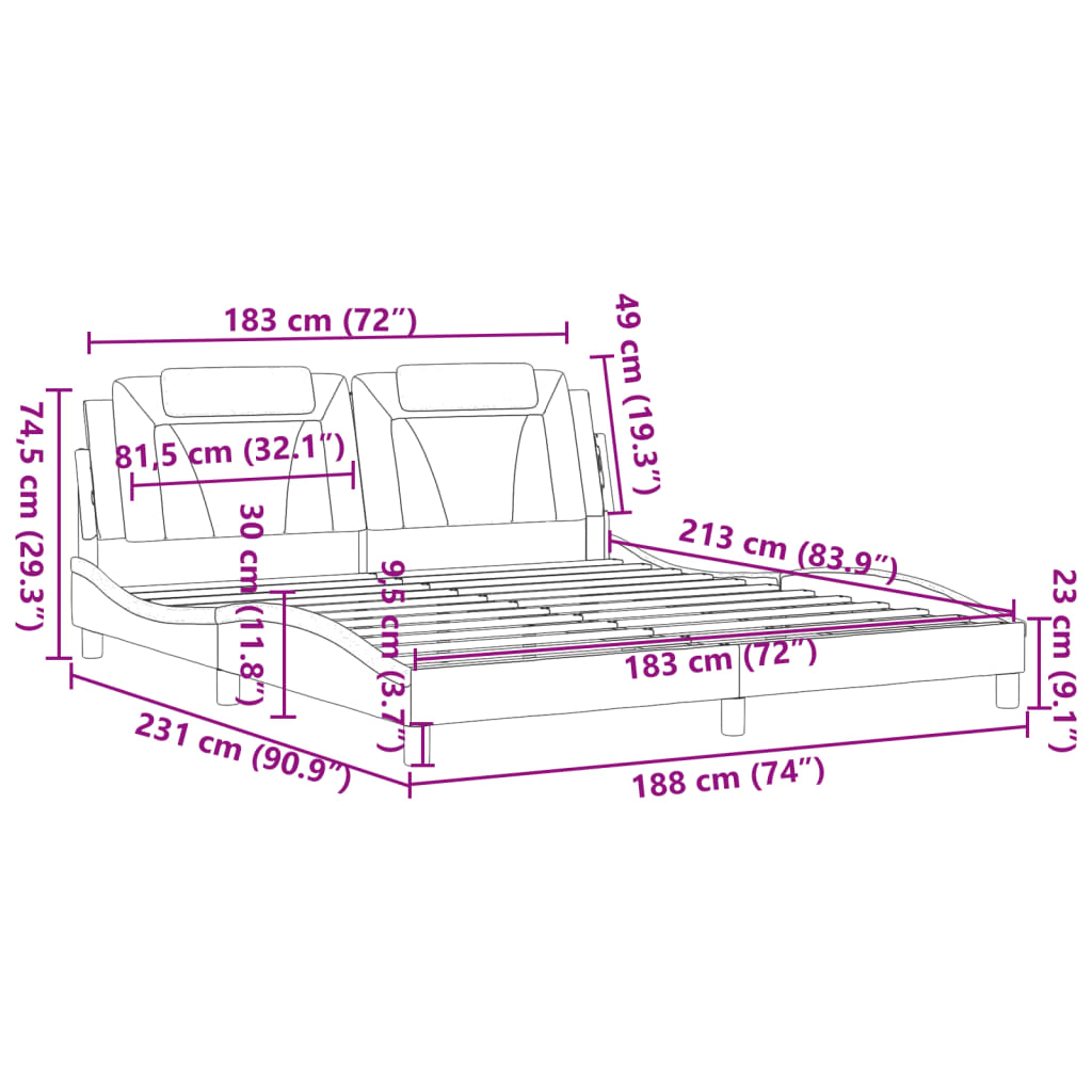 Bed Frame with Headboard Black 72"x83.9" California King Faux Leather