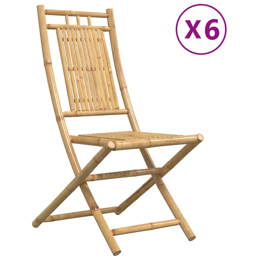 Folding Patio Chairs 6 pcs 18.1"x26"x39" Bamboo