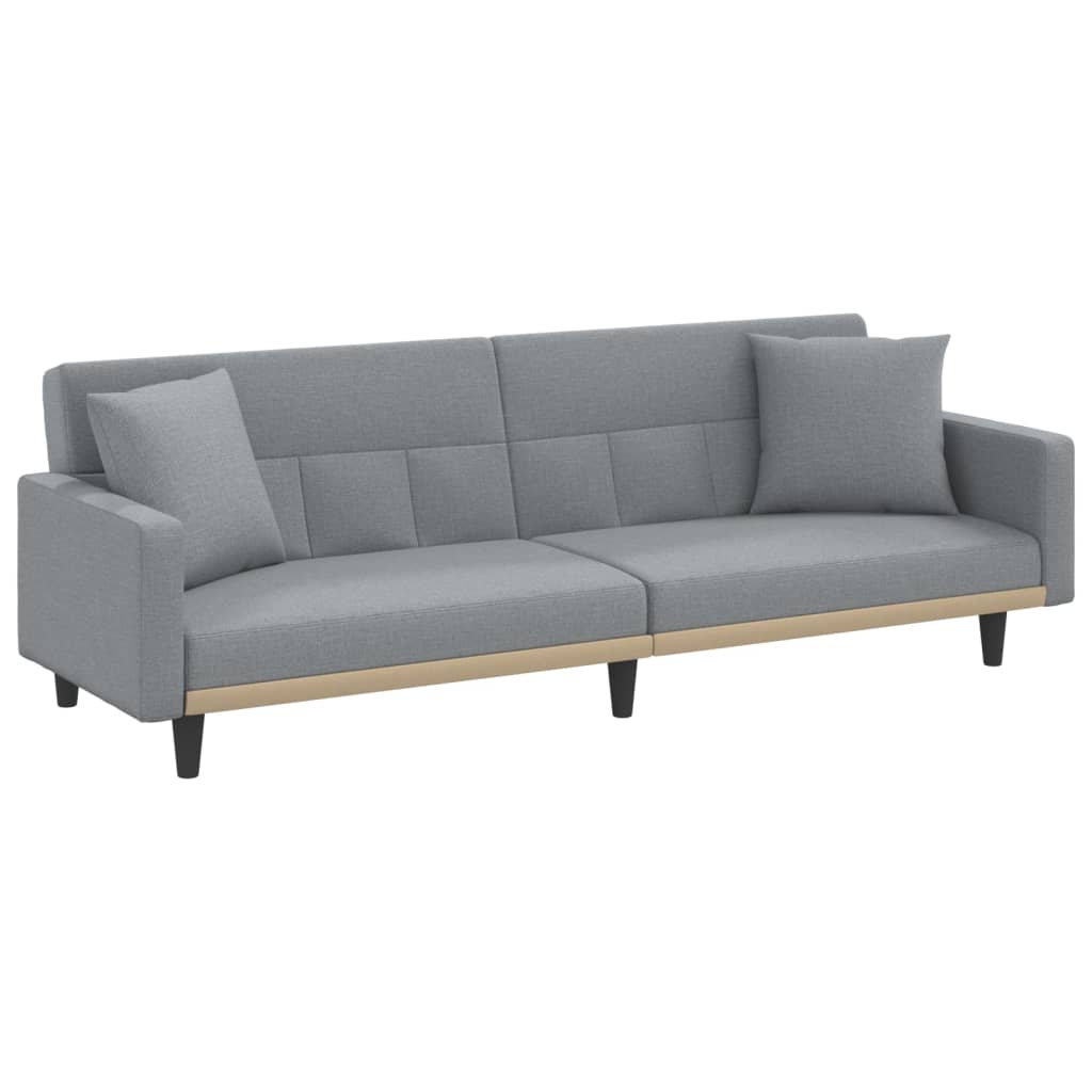 Sofa Bed with Cushions Light Gray Fabric