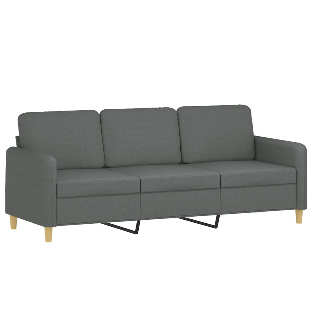 3-Seater Sofa with Throw Pillows Dark Gray 70.9" Fabric