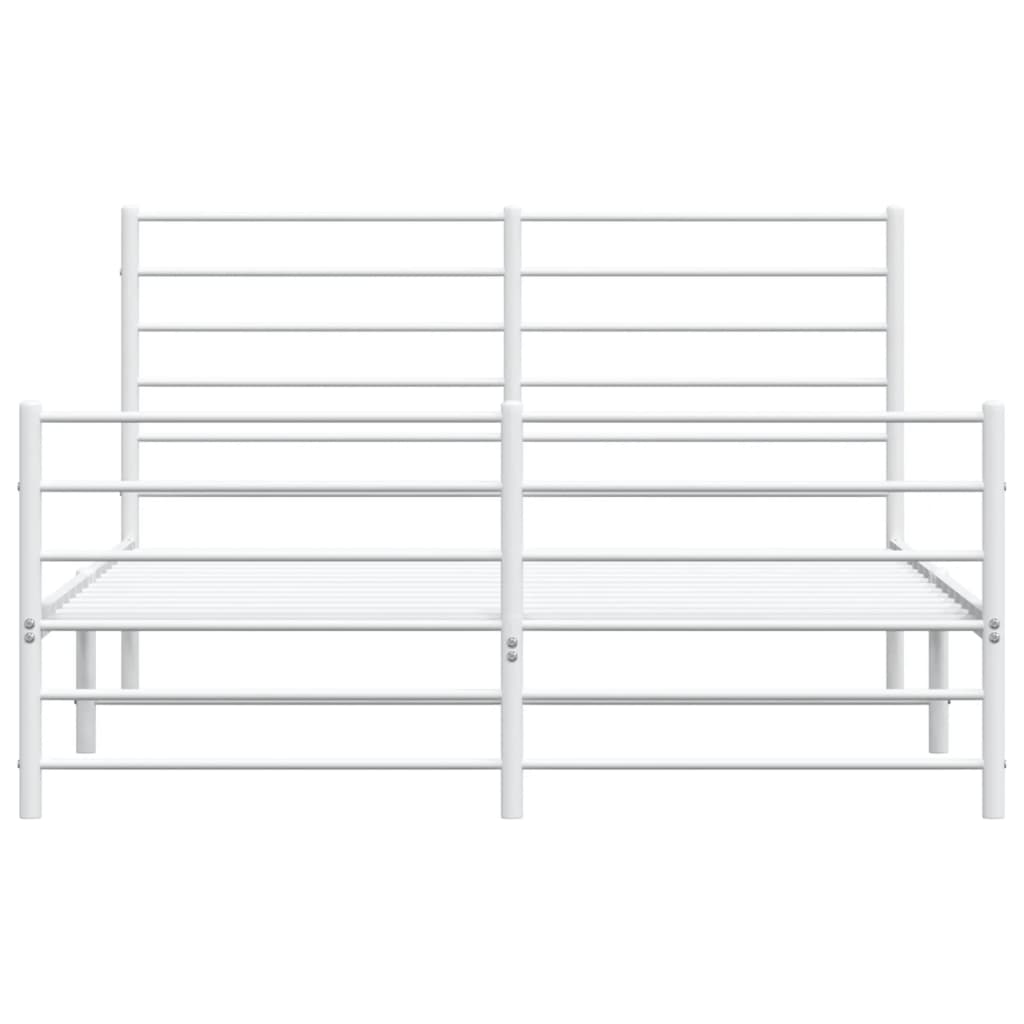 Metal Bed Frame without Mattress with Footboard White 53.1"x74.8"