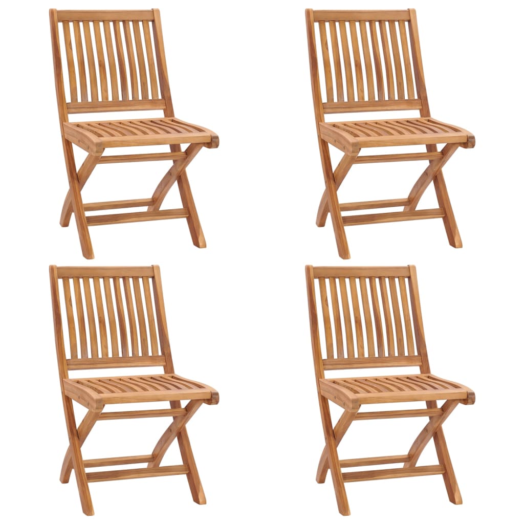 Folding Patio Chairs with Cushions 4 pcs Solid Teak Wood