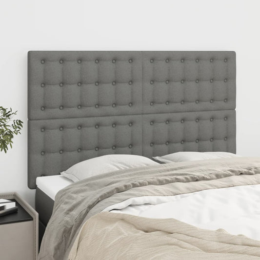 Headboards 4 pcs Dark Gray 28.3"x2"x30.7"/34.6" Fabric