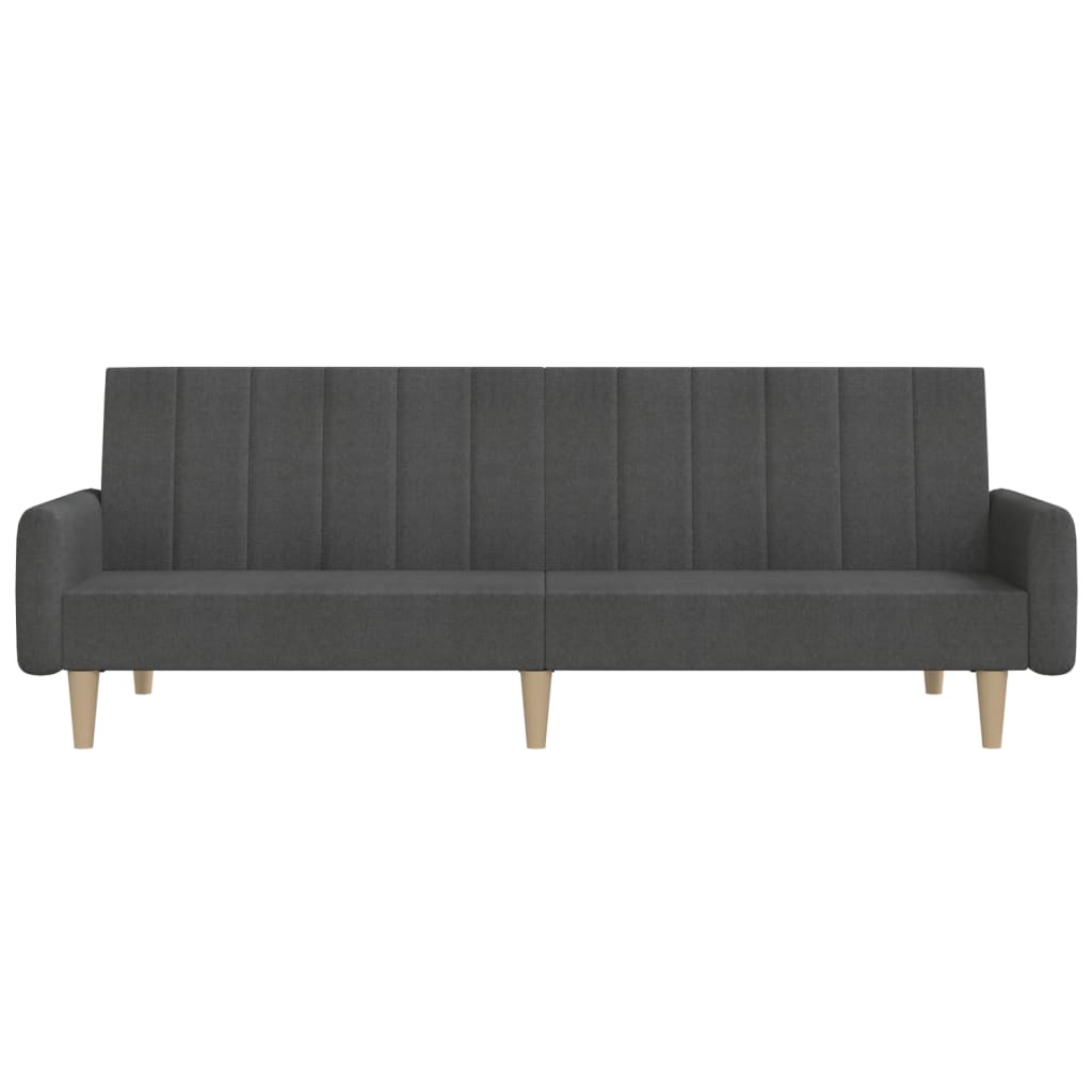 2-Seater Sofa Bed Dark Gray Fabric