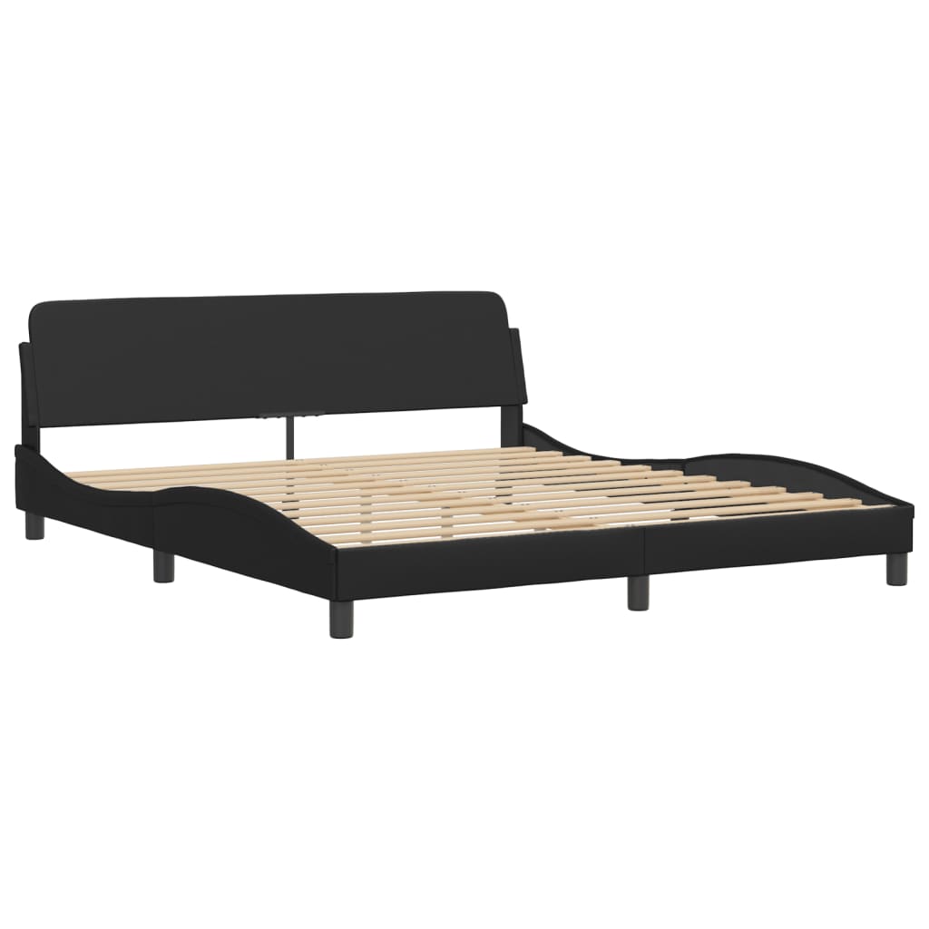 Bed Frame with Headboard Black 72"x83.9" California King Faux Leather