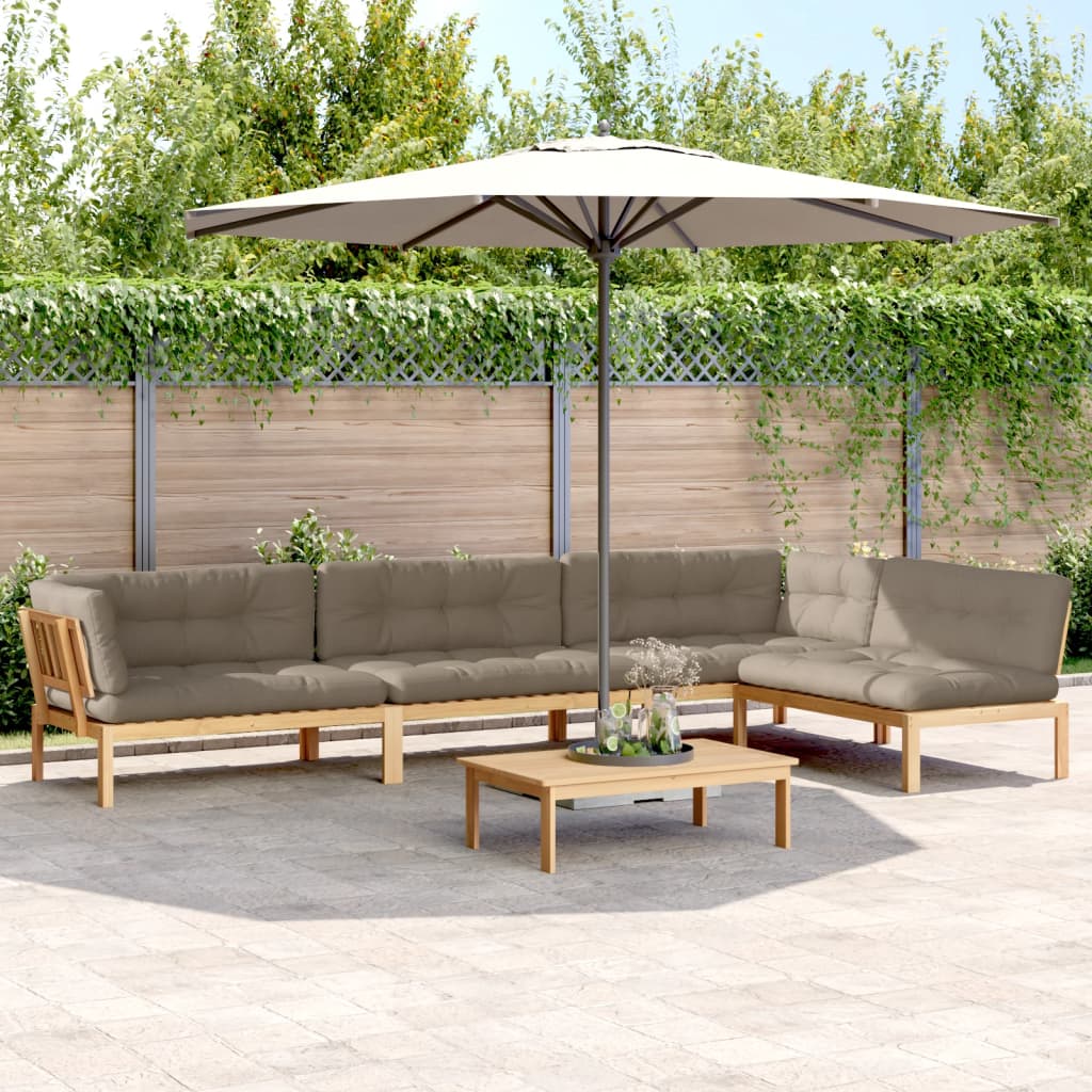 5 Piece Patio Pallet Sofa Set with Cushions Solid Wood Acacia