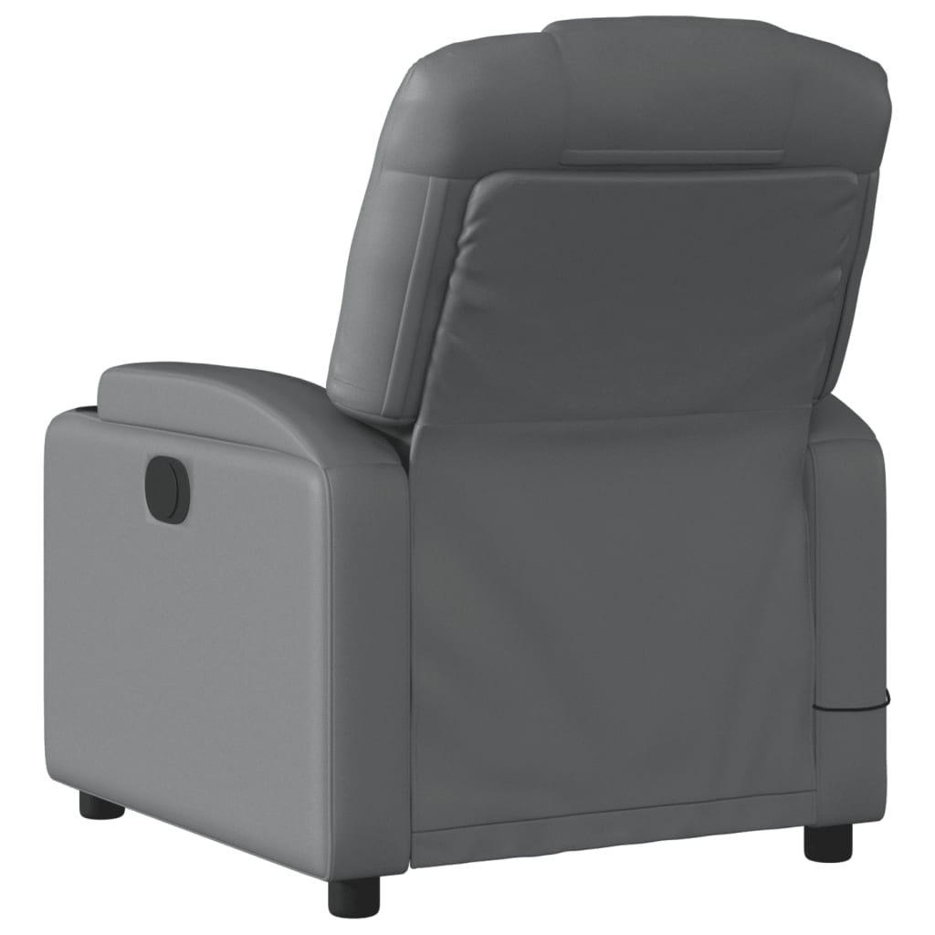 Electric Massage Recliner Chair Gray Faux Leather