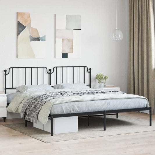 Metal Bed Frame without Mattress with Headboard Black 76"x79.9"