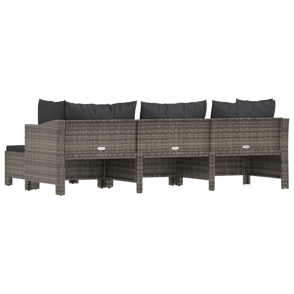 4 Piece Patio Lounge Set with Cushions Gray Poly Rattan