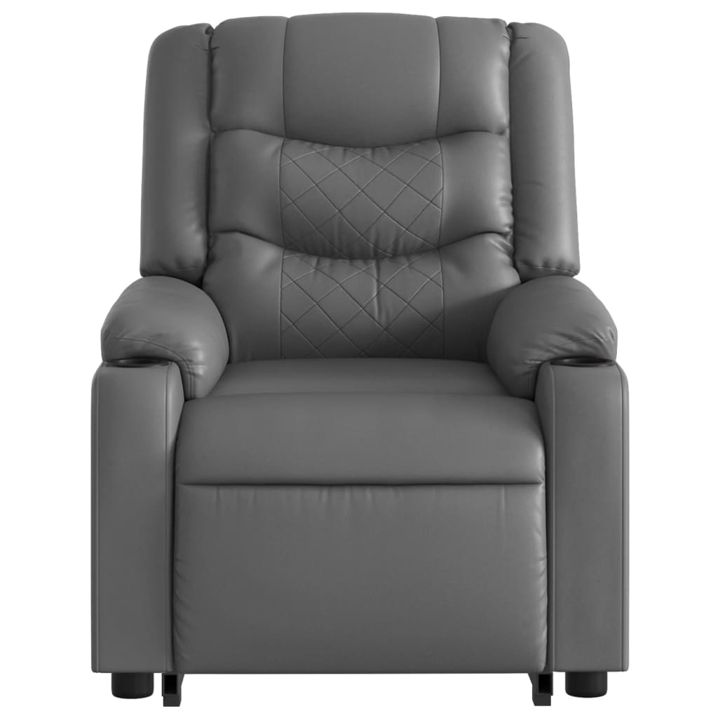 Stand up Massage Recliner Chair Gray Faux Leather