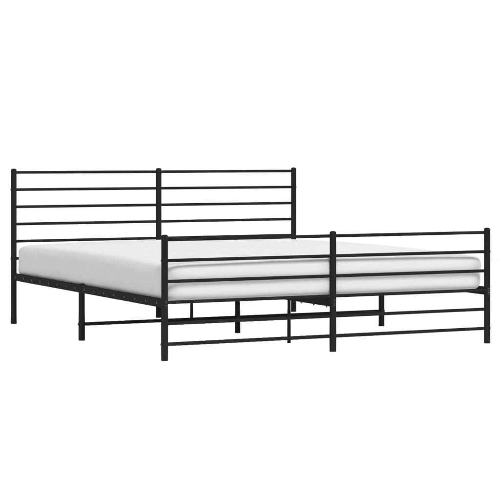 Metal Bed Frame without Mattress with Footboard Black 72"x83.9"