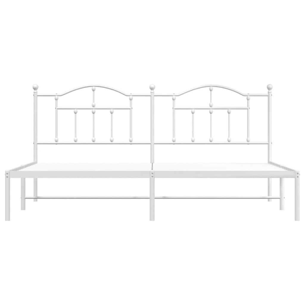 Metal Bed Frame without Mattress with Headboard White 76"x79.9"