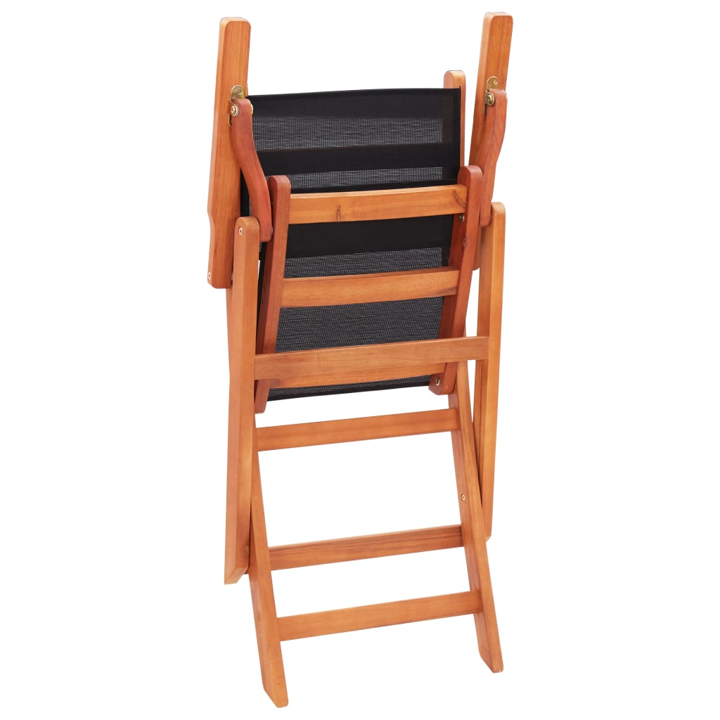 Folding Patio Chairs 2 pcs Solid Eucalyptus Wood&Textilene