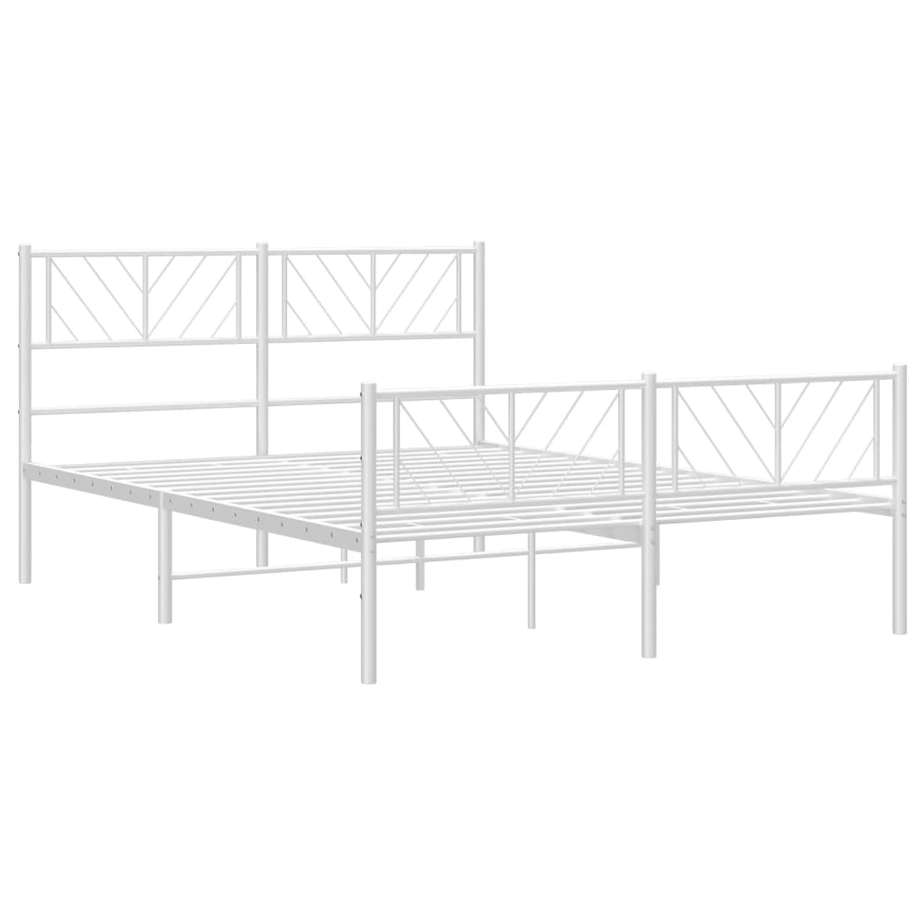 Metal Bed Frame without Mattress with Footboard White 53.1"x74.8"