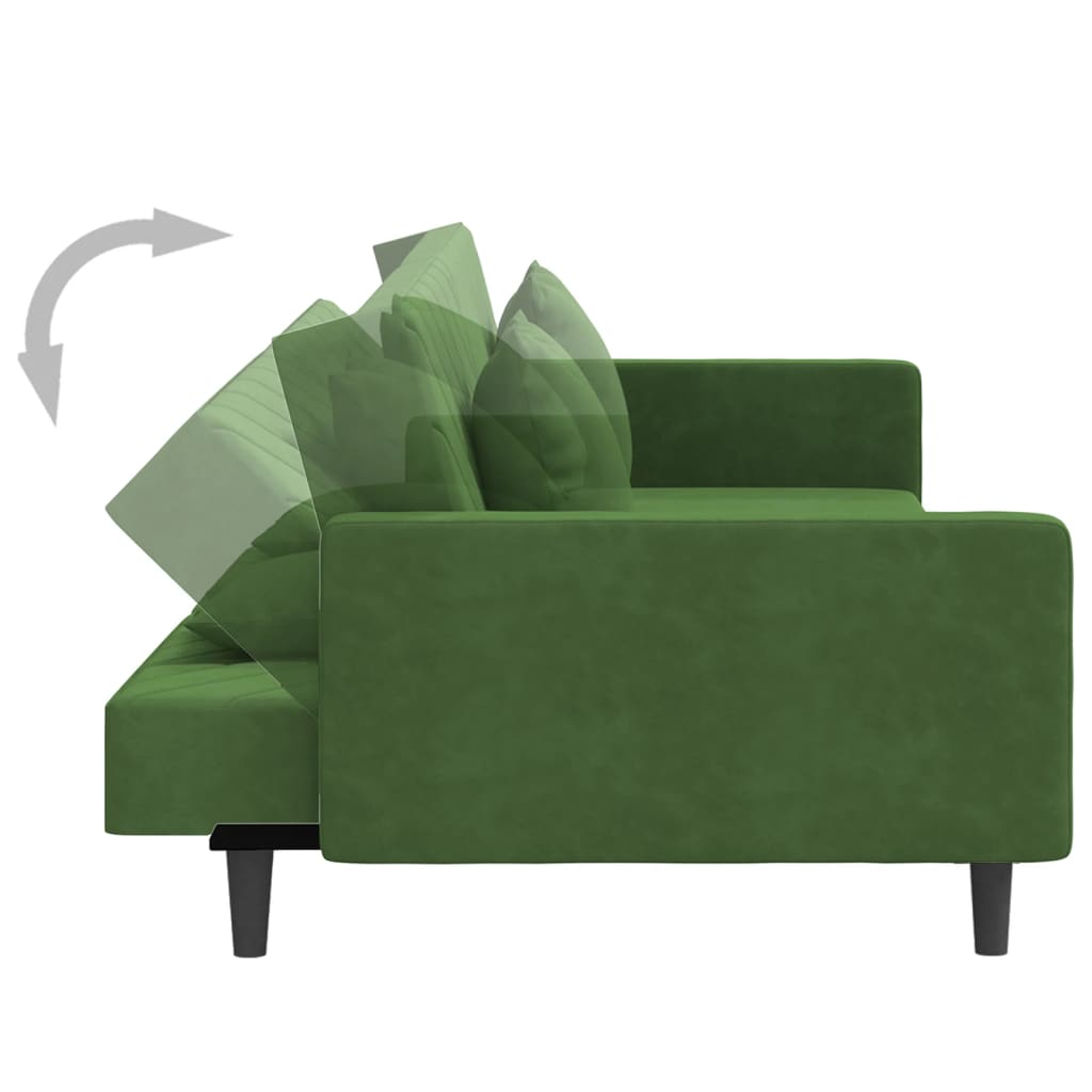 2-Seater Sofa Bed with Two Pillows Dark Green Velvet