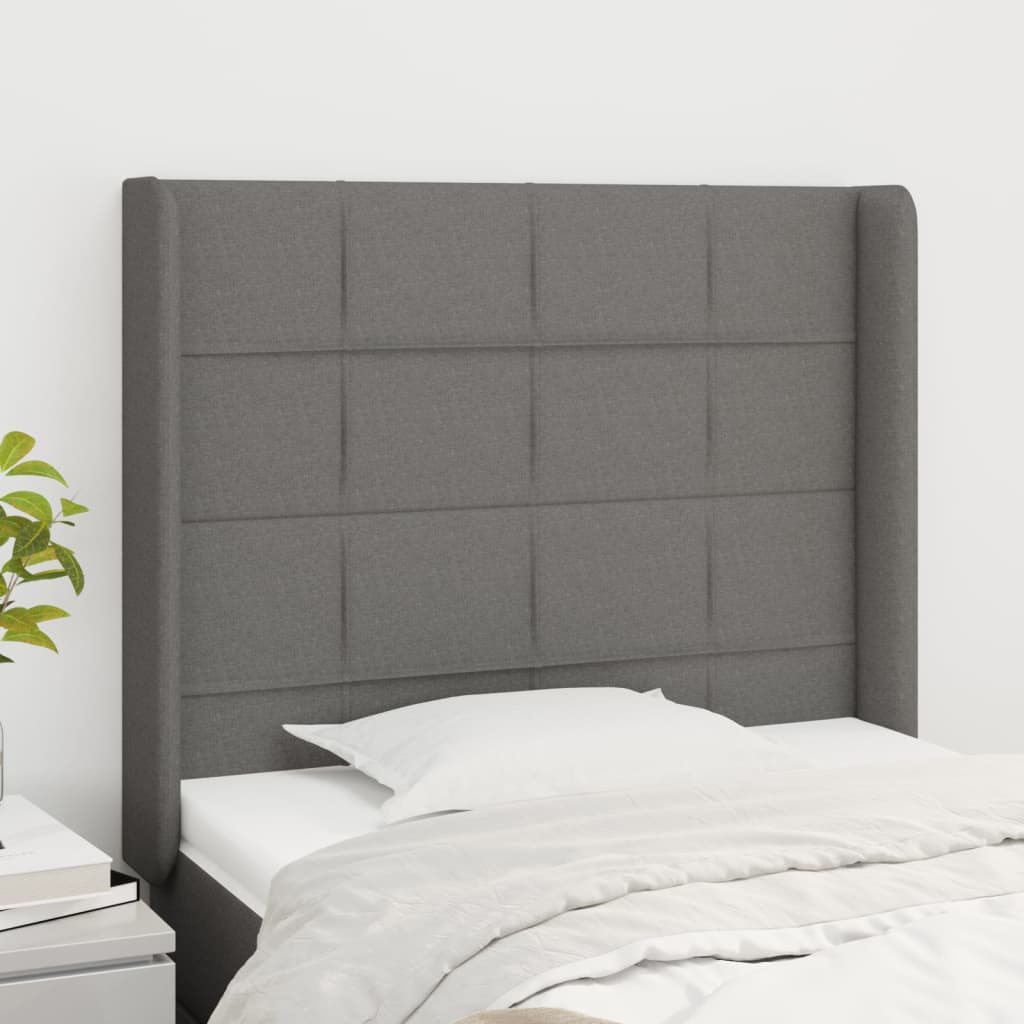 Headboard with Ears Light Gray 72"x6.3"x46.5"/50.4" Fabric