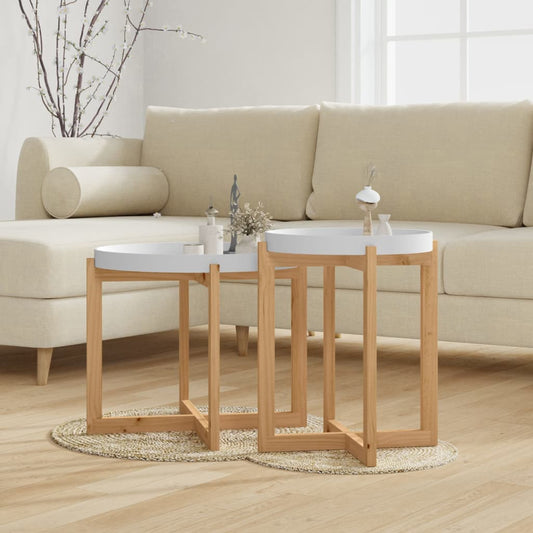 Coffee Tables 2 pcs White Engineered Wood and Solid Wood Pine