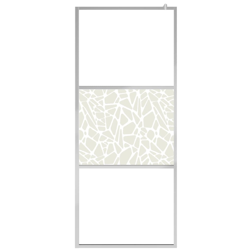 Walk-in Shower Wall ESG Glass with Stone Design 39.4"x76.8"